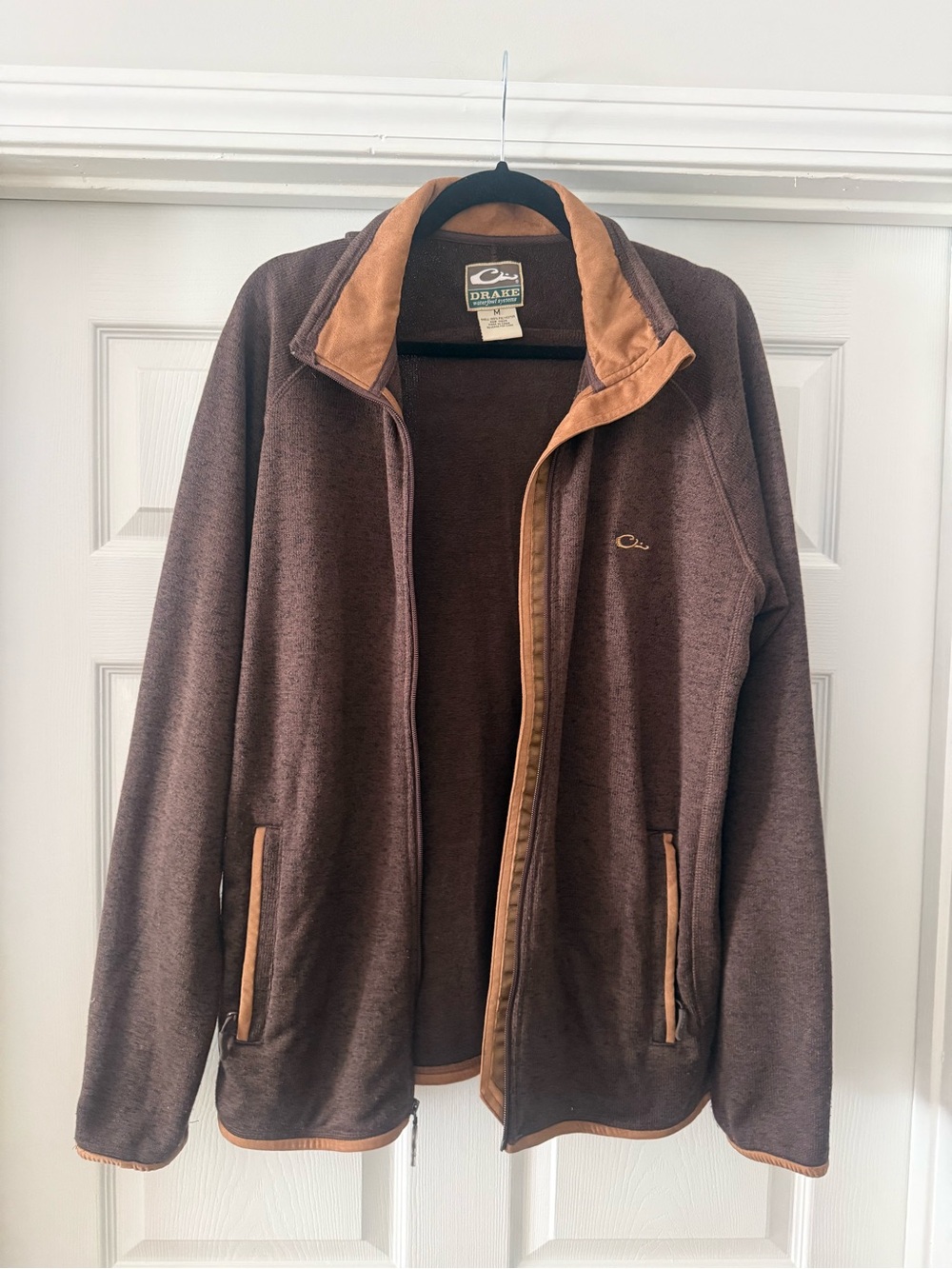 Drake Brown Zip-Up Fleece Jacket with Tan Trim